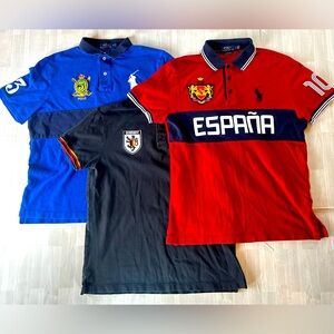 Polo Ralph Lauren International Designer Polo Lot. Germany, Espana, Polo Crest M
